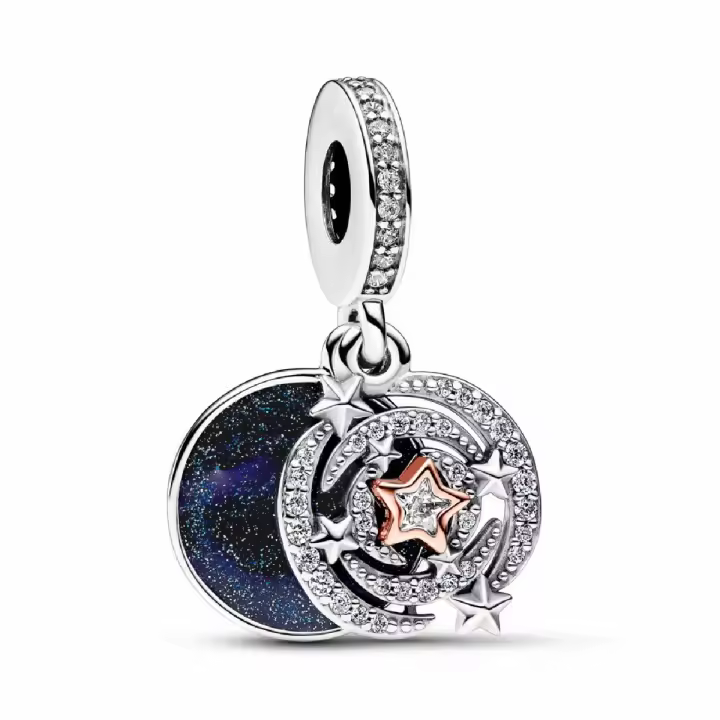 Charm colgante Pandora Doble con estrella fugaz de dos tonos - 1