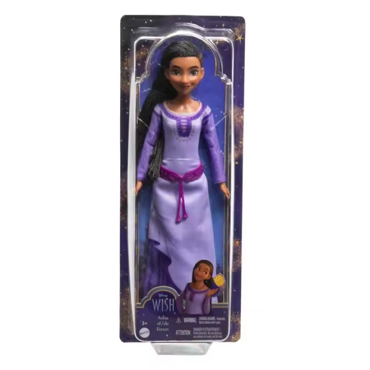 Mattel Muñeca Princesa Disney Asha Película Wish Vestido Morado 30cm HPX23 - 1