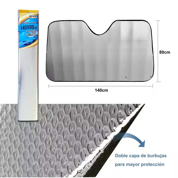 ENR Parasol Coche Delantero,Parasol de Ventana Delantera Parasol Luna de Coche Metalizado Cortina Reflectante para Vehículo Protección Rayos UV Parabrisas fabrique Europeo. - 1