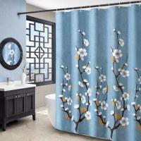 Cortina de Ducha de Baño de poliéster frío, impermeable, Cortina de Tela a prueba de Moho, Cortina Colgante para baño, Cortina de Puerta, Cortina de Puerta, Cortina divisor, Varilla telescope sin Perforaciones, para Duchas y Baños. - details 1