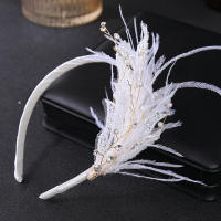 Corona De Crystals Para Novia Adornos De Cabello De Boda Con Perlas Y Plumas Aro De Pelo Para Mujeres Accesorios De Vestido - details 6