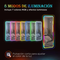 HOMCOM Espejo de Cuerpo Entero con Luces LED 120x40 cm Espejo Rectangular de Pared Ajustable con Iluminación de 7 Colores RGB y Función de Memoria para Dormitorio Vestidor - details 4