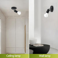 Luz De Techo Ajustable En Ángulo Con Brazo Oscilante Negro E27 Base Para Comedor Cocina Pasillo Lobby Balcón Sin Bombilla - details 2