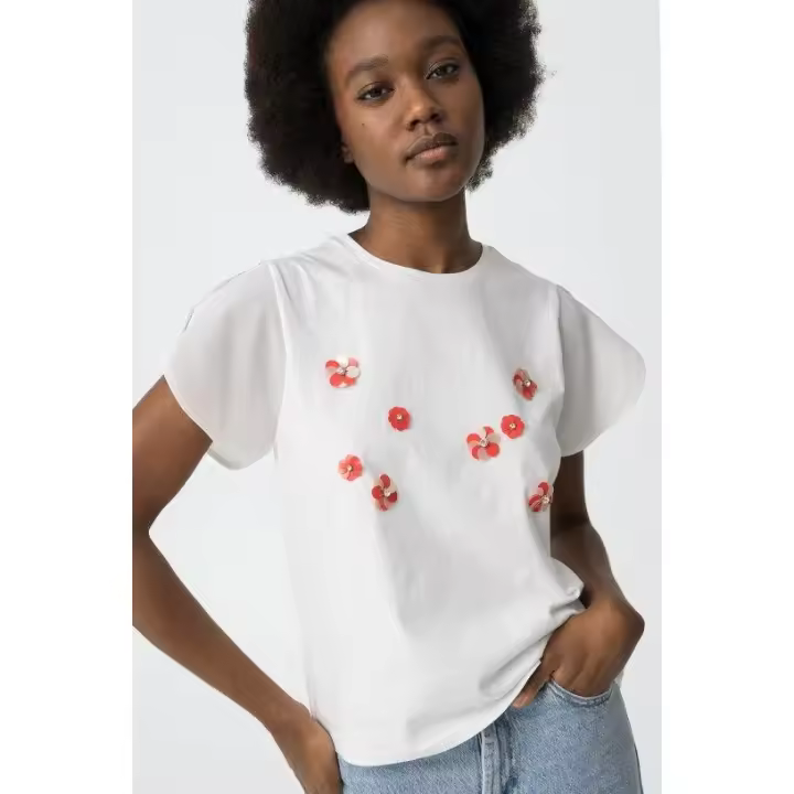 Marcas Mujer Ropa Tiffosi Tiffosi mujer Camisetas y tops  Camiseta -Tiffosi- Dalia flores coral - 1
