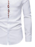 Camisa De Moda Para Hombres 2024 Con Bordado De Cola De Fénix Cuello Erguido Casual Transversal Adecuada Para Todas Las Estaciones - details 4