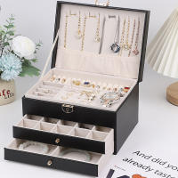 Caja de almacenamiento de Perfume de cuero de 3 Capas de gran capacidad, Caja de joyería, soporte para Cosméticos, Caja de almacenamiento para Collares, pendientes y anillos para Mujer - details 4