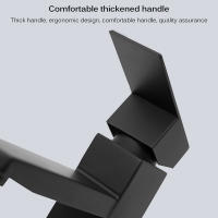 Grifo de Lavabo de Acero Inoxidable Negro Plateado para Baño Mezclador de Agua Caliente y Fría Estilo Contemporáneo con Mango de Latón - details 3