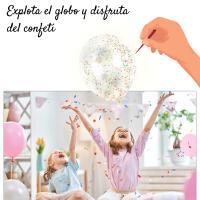 Globos de Cumpleaños con Confeti Coloridos, Paquete de 10 Unidades.. Globos Transparentes para Decoración Fiestas de Cumpleaños, Bodas, Aniversarios y Celebraciones - details 1
