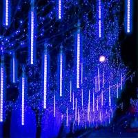 Luces De Lluvia De Meteorito Para Decoración De Árbol Al Aire Libre Con 192LEDs Fosforescentes Cadenas De Agua Mágicas Para Jardín Fiesta Festival USB Recargable - details 3