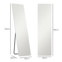 HOMCOM Espejo de Cuerpo Entero con Luz LED 150x40 cm Espejo de Pie o de Pared sin Marco con Iluminación de 3 Colores Función de Memoria y Táctil Inteligente para Salón Dormitorio Transparente - details 2