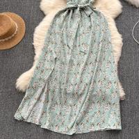Vestido Bohemio De Verano Para Mujer Estampado Floral Vintage V-Neck A-Line Midi Con Abertura Elegante Ropa Casual Female - details 27