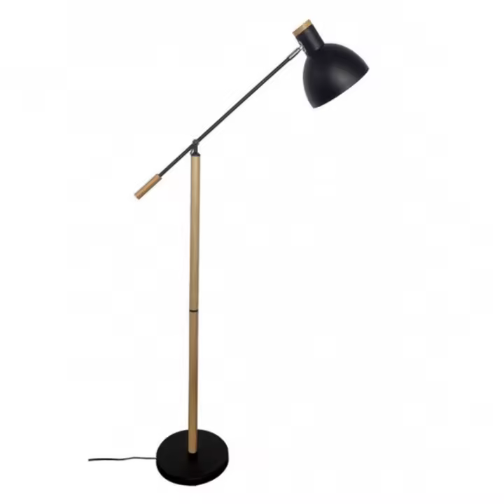 FABRILAMP 161941009 | Pie Salon Biel 1xe27 Negro/haya 151x25x70 Cm Orientable 360º Y Articulable - 1