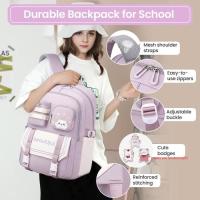 Mochila Kawaii Morada Ligera Impermeable Lona Oxford - details 0