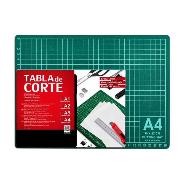 Tabla de Corte A1 A2 A3 A4 Doble Cara Plancha de Corte 3mm para Costura y Manualidades Base de Corte para Patchwork Cutting Mat Color Verde* - 1