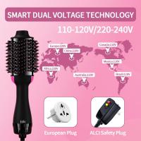 Cepillo secador de pelo de doble voltaje con estilizador antifrizz de iones negativos - voluminizador de aire caliente para 220V-240V Europa y uso en viajes  Ahora con motor mejorado, menos frizz, más brillo y menos daño por calor para lograr u - details 13