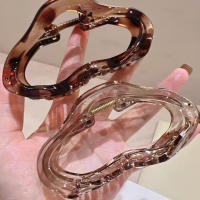 Grande Clip De Cabello Elegante Transparente Con Agujeros Para Mujer Accesorio De Fiesta De Moda Barretta Irregular De Geometría - details 1