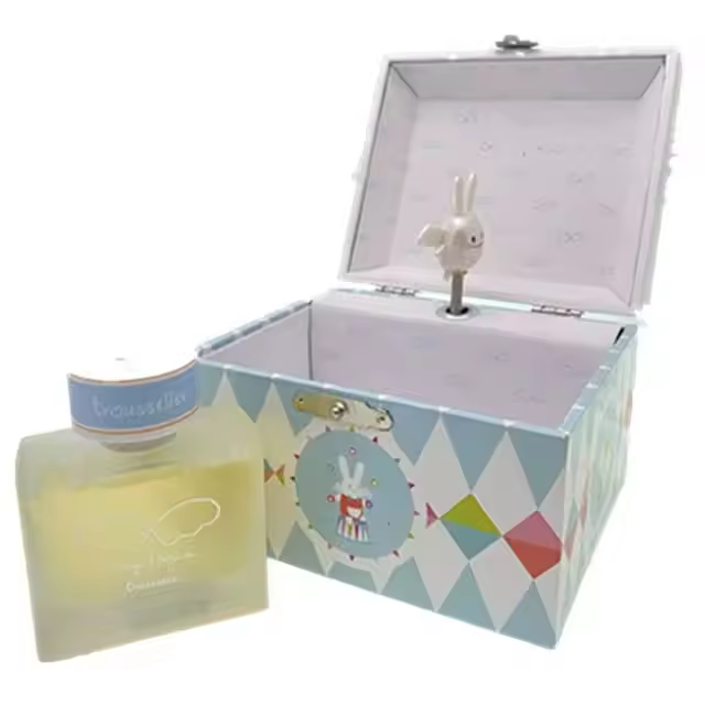Colonia Bebe libre de Alcohol con Caja de Musica Trousselier Ange Lapin 50 ml - Exclusiva fragancia, máxima duración y excelente calidad - 1