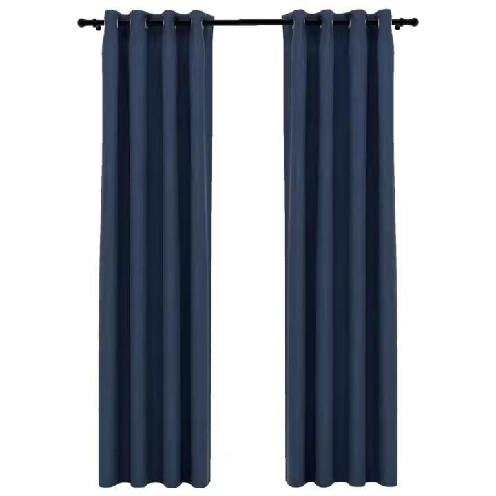 vidaXL Cortina Opaca con Ojales Look Lino 2 Piezas 140x225 cm Salón Color Antracita,  Azul,  Gris y mas - 1