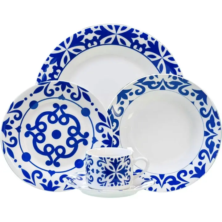 Nyana Set de Vajilla Elegante de Porcelana para 6 Personas - 30 Piezas | Apto para Lavavajillas y Microondas - 1