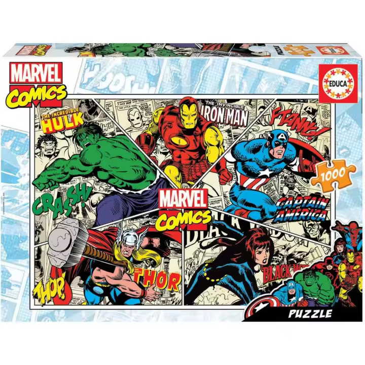 Educa - Puzzle de 1000 Piezas  Marvel Comics. Incluye Pegamento Fix Puzzle. + 14 años 18498 - 1