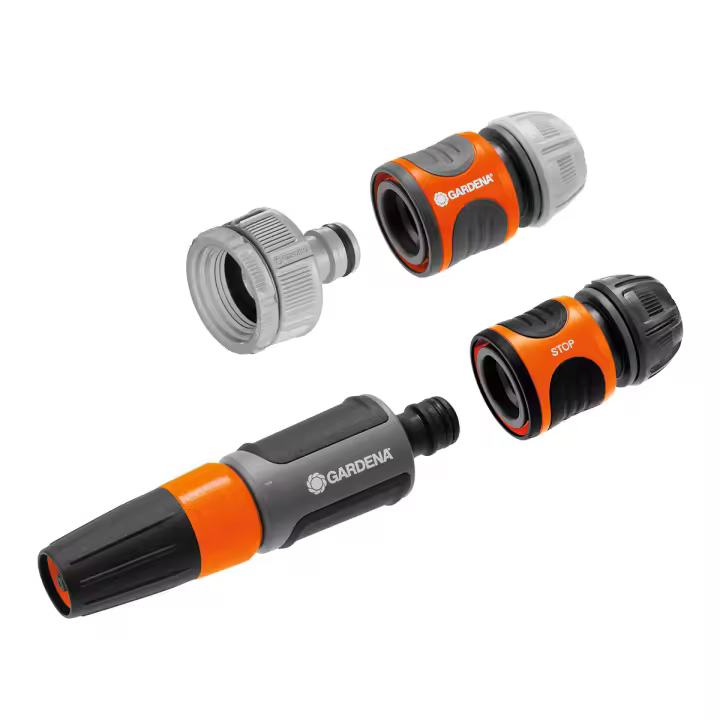 GARDENA System - Juego de Conectores y Boquilla para Mangueras de 1/2" y 5/8" - 1