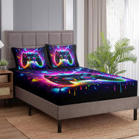 Juego De Sábana Coloreada Con Imagen De Mariposa Azul Para Control De Videojuegos 3 Piezas Con 2 Fundas Para Almohadas Poliéster Moderno Para Cama - details 3