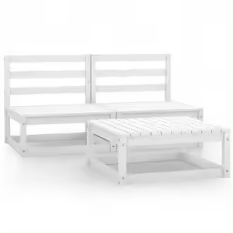 VIDAXL 3075235 conjunto de sofás de jardín con mesa de madera maciza de pino en color blanco vida xl - 1
