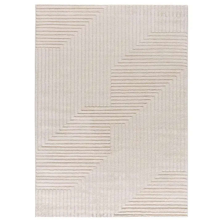 ATTICGO Alfombra de Interior de Estilo Geométrico con relieve en Crema - VERONA 2253 | 80X150, 120X170, 160X230 cm - 1