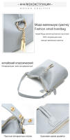 Bolso De Hombro Para Mujer Zency Elegante Azul De Cuero Genuino 100% Bolso Hobos Blanco Mochila Mensajera Para Dama Con Decoración De Cerradura Charm Lock Tamaños Variados - details 3