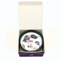 Viva Esencia – Vela artesana con flores secas, gemas naturales y cera de soja ‘La Luna’, aromática y espiritual, ideal para rituales de calma, equilibrio emocional, meditación profunda e intuición – Hop Hare - details 9