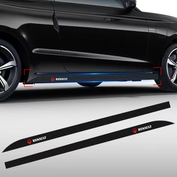 2pcs Adhesivos De Fibra De Carbono Para Puerta Y Línea De Cintura De Coche Compatible Con Renault Clio Laguna 2 Megane 2 3 Duster Logan Captur - 1