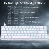 T68SE Teclado Mecánico Gaming Mini 60% Red Switch Mechanical Keyboard con Retroiluminación LED Cable USB-Type C Teclado Ultra-Compacto 68 Teclas Anti-Fantasma US Layout para PC/Windows - details 2