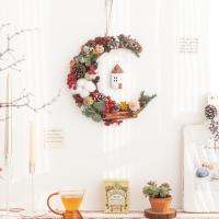 Corona Navideña Americana Decoración De Puerta Delantero Para Invierno Adorno Colgante Para Navidad Y Año Nuevo Material De Poliéster - details 1