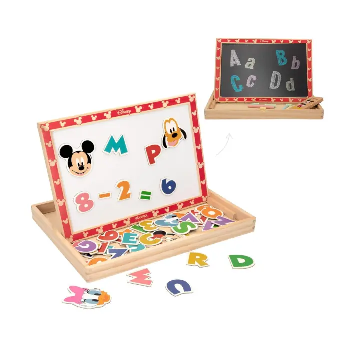 WOOMAX 48736 - Pizarra magnética de madera 2 en 1 de Disney, Pizarras reversibles para niños, Mickey Mouse, Juguete educativo, Magic board, Dibujo infantil, A partir de 4 años, Regalos infantiles - 1