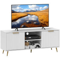 HOMCOM Mueble de TV Moderno Mueble de TV para Salón con 2 Compartimentos Abiertos y 2 Puertas Mueble para Televisión de 55 Pulgadas 120x35x48 cm Blanco - details 0