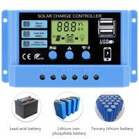 Controlador Solar 12V/24V 30A 20A 10A Regulador PWM Cargador De Batería Con Pantalla LCD Salida USB Doble 5V Para Energía Solar - details 0