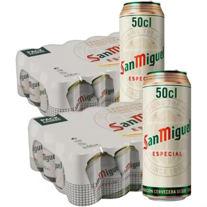 San Miguel Especial Lager Cerveza Lata de 50 cl*24 5.4% Volumen de Alcohol - 1