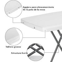 T-LoVendo Mesa Auxiliar Plegable y Elevable 77x50 cm | Altura Ajustable 49-74 cm, Portátil y Ligera | Estructura Metálica Reforzada | Ideal para Comedor, Terraza, Camping o Jardín - details 1