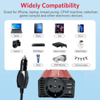Inversor de corriente para coche, convertidor de adaptador USB Dual, Cargador automático, onda sinusoidal modificada, enchufe de la UE, potencia de 300W, CC de 12V a ca de 220V - details 6