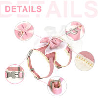 Set De Correa Y Arnes Para Gato Con Diadema Vestido De Princesa Para Chihuahua Y Teddy Gatos Pequeños De Nylon Tallas XS/S/M Colores Rosa/Azul - details 6