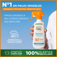 GARNIER | Delial After Sun Leche Calmante Rostro y Cuerpo Con Aloe Vera para Hidratar la Piel después de la Exposición Solar + Spray Protector Sensitive Advanced Adultos crema solar para pieles claras, sensibles e intolerantes al sol IP50+ - 400+270ML - details 3