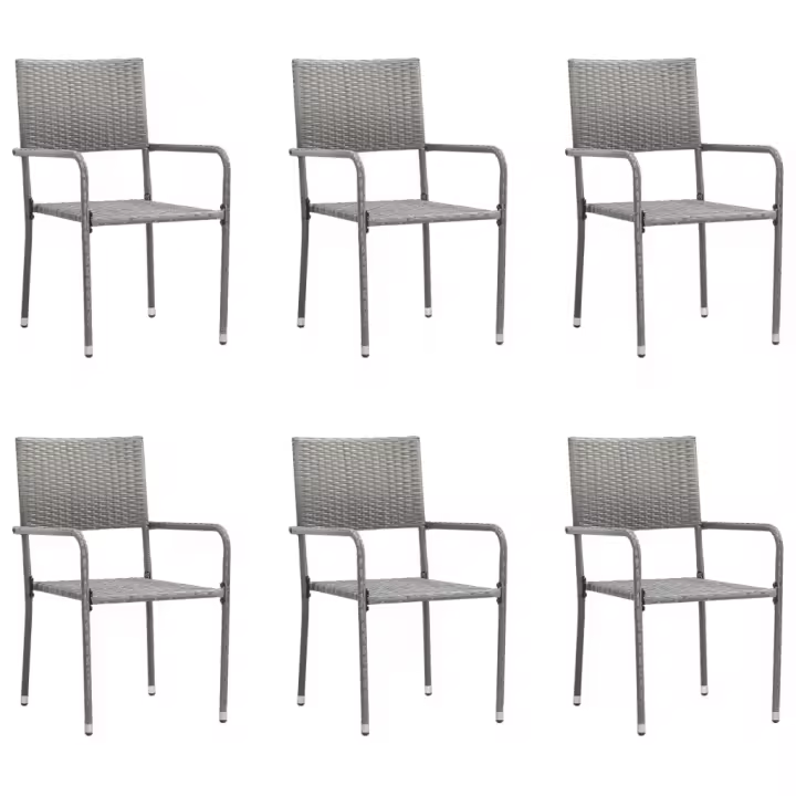 vidaXL Sillas comedor de jardín apilables 6 uds ratán sintético gris - 1