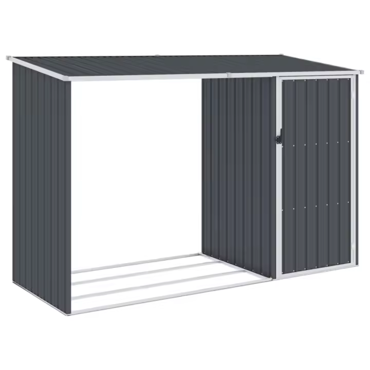 vidaXL Cobertizo jardín leña antracita acero galvanizado 245x98x159cm - 1