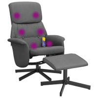 vidaXL Sillón reclinable de masaje con reposapiés tela Gris claro, Gris oscuro, Negro Sillon Dormitorio Sillon Comodos Silla Relax Sillón Sofá - details 0