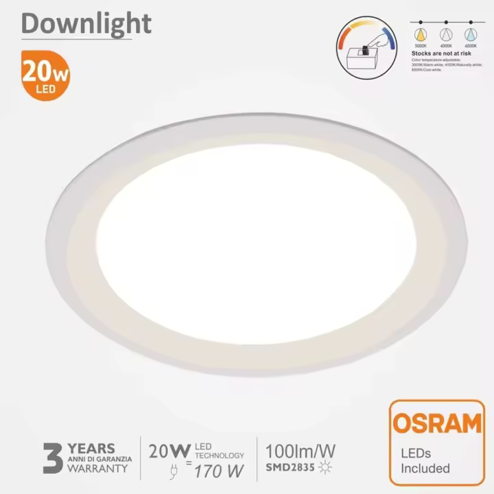 STARLED Downlight LED 20W Circular – OSRAM CHIP DURIS E 2835 – CCT – UGR19 - 1