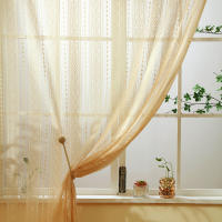 Cortina De Tules Boho Japonés Vintage Geométrica Transparente Beige Para Decoración De Sala De Estar Con Bolso De Tira - details 3