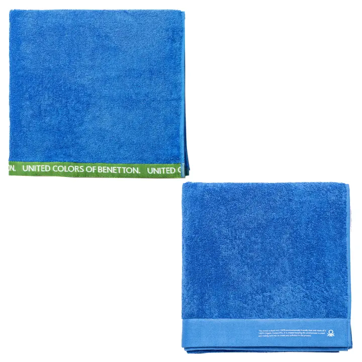 Juego de 2 toallas 90x150cm + 90x160cm algodón orgánico 450gsm azul benetton - 1