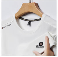 Camiseta De Hombre De Marca Alta Con Estampado De Letras Verano Nuevo Ice Silk Casual O-Neck Sin Costuras Transpirable Para Uso Diario - details 9