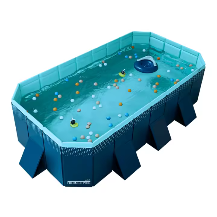 INDUSTEX - Piscina Plegable Foldable Pool, 286X166X50cm, Piscina para niños, Piscina para Perros portátil, Piscina Plegable, bañera, Piscina Juguete, Adecuada para niños, Mascotas Medianas - 1