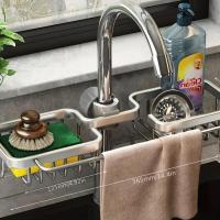 Estante De Cocina De Aluminio Para Fregadero Con Drenaje Y Soporte Para Esponjas Cesta Colgante Para Fregadero Espacioso Y Funcional - details 1